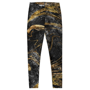 'Black & Gold Marble Foil Print' Adult Leggings