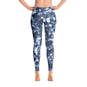 'Blue Glitter Confetti Print' Adult Leggings