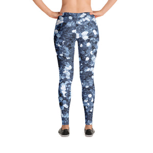 'Blue Glitter Confetti Print' Adult Leggings