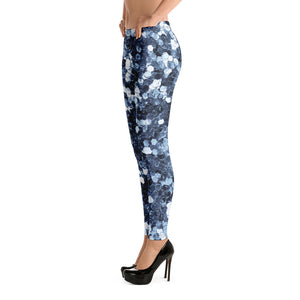 'Blue Glitter Confetti Print' Adult Leggings