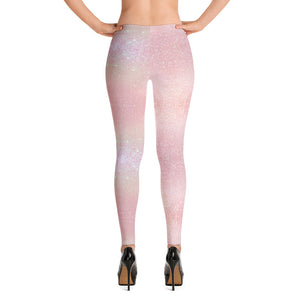 'Pretty Pink Rose Gold Sparkle Print' Leggings