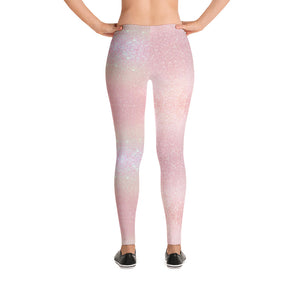 'Pretty Pink Rose Gold Sparkle Print' Leggings