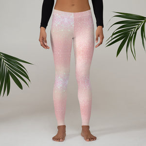 'Pretty Pink Rose Gold Sparkle Print' Leggings