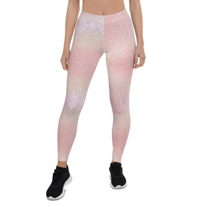 'Pretty Pink Rose Gold Sparkle Print' Leggings