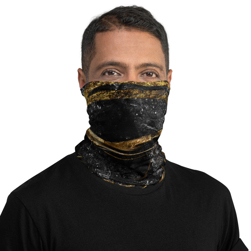 'Black & Gold Marble Print' Neck Gaiter