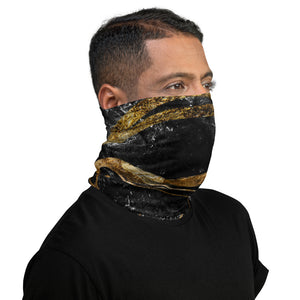 'Black & Gold Marble Print' Neck Gaiter