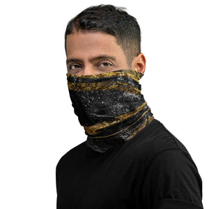 'Black & Gold Marble Print' Neck Gaiter