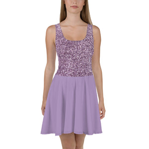 'Purple Glitter Print' Skater Dress