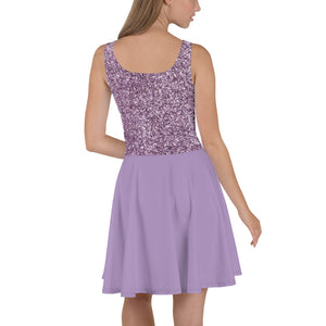 'Purple Glitter Print' Skater Dress