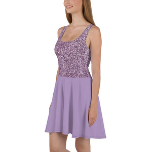 'Purple Glitter Print' Skater Dress