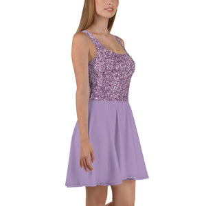 'Purple Glitter Print' Skater Dress