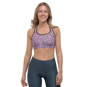 'Purple Glitter Print' Sports bra