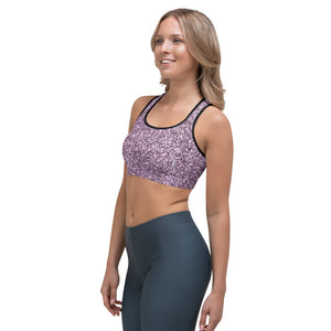 'Purple Glitter Print' Sports bra