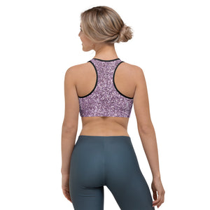 'Purple Glitter Print' Sports bra