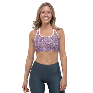 'Purple Glitter Print' Sports bra