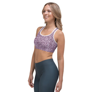 'Purple Glitter Print' Sports bra