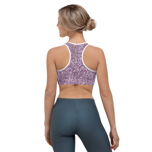 'Purple Glitter Print' Sports bra