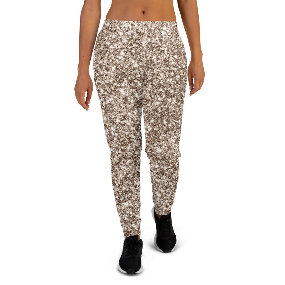 'Gold Glitter Print' Women's Joggers Pants