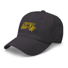 Load image into Gallery viewer, &#39;Never Give Up&#39; Gold Embroidered Dad Hat
