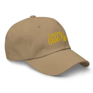 'Never Give Up' Gold Embroidered Dad Hat