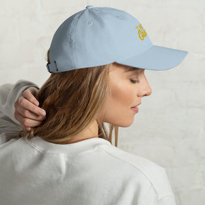 'Never Give Up' Gold Embroidered Dad Hat