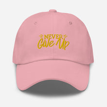 Load image into Gallery viewer, &#39;Never Give Up&#39; Gold Embroidered Dad Hat
