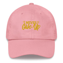 Load image into Gallery viewer, &#39;Never Give Up&#39; Gold Embroidered Dad Hat
