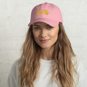 'Never Give Up' Gold Embroidered Dad Hat