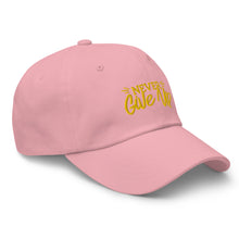 Load image into Gallery viewer, &#39;Never Give Up&#39; Gold Embroidered Dad Hat
