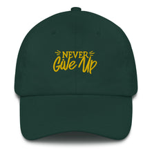 Load image into Gallery viewer, &#39;Never Give Up&#39; Gold Embroidered Dad Hat
