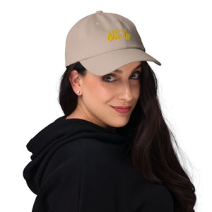 'Never Give Up' Gold Embroidered Dad Hat