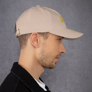 'Never Give Up' Gold Embroidered Dad Hat