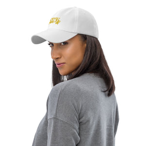 'Never Give Up' Gold Embroidered Dad Hat