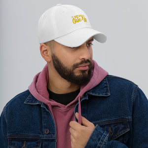 'Never Give Up' Gold Embroidered Dad Hat