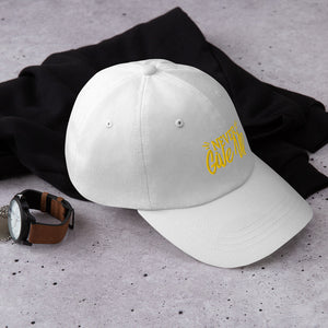 'Never Give Up' Gold Embroidered Dad Hat