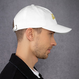 'Never Give Up' Gold Embroidered Dad Hat