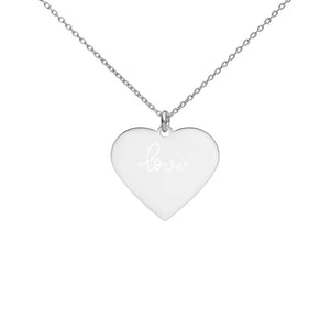 'Love Heart' Engraved Silver Heart Necklace