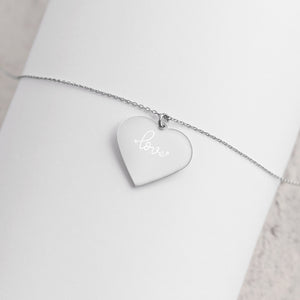 'Love Heart' Engraved Silver Heart Necklace