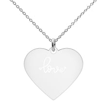 Load image into Gallery viewer, &#39;Love Heart&#39; Engraved Silver Heart Necklace
