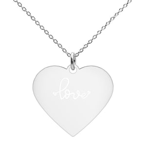 'Love Heart' Engraved Silver Heart Necklace