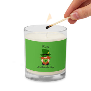 'Happy St. Patrick's Day Gnome' Green Glass Jar Soy Wax Candle