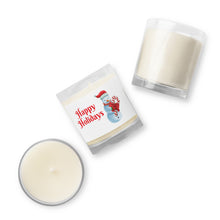 Load image into Gallery viewer, &#39;Happy Holidays Snowman With Candy Cane&#39; Glass Jar Soy Wax Candle
