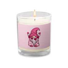 Load image into Gallery viewer, &#39;Pink Heart Valentine Gnome&#39; Glass Jar Soy Wax Candle
