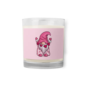 'Pink Heart Valentine Gnome' Glass Jar Soy Wax Candle