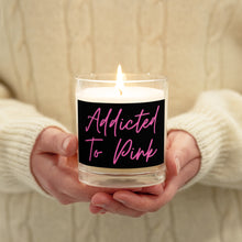 Load image into Gallery viewer, &#39;Addicted To Pink&#39; Black &amp; Pink Design Glass Jar Soy Wax Candle
