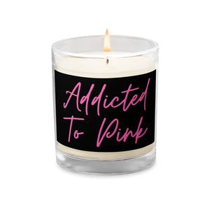 'Addicted To Pink' Black & Pink Design Glass Jar Soy Wax Candle