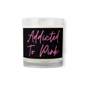 'Addicted To Pink' Black & Pink Design Glass Jar Soy Wax Candle