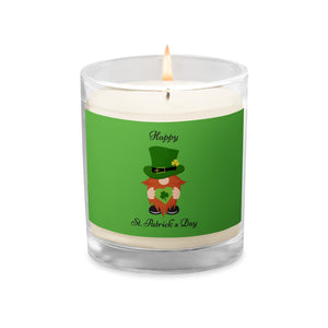 'Happy St. Patrick's Day Gnome' Green Glass Jar Soy Wax Candle