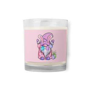 'Pink Easter Egg Gnome' Glass Jar Soy Wax Candle