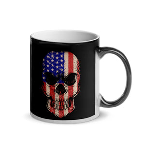 'American Flag Skull' Glossy Magic Mug